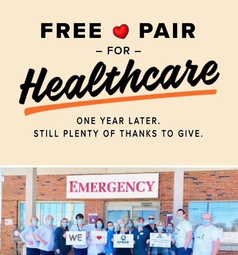 FREE Crocs for healthcare workers May 10th – 14th 2021