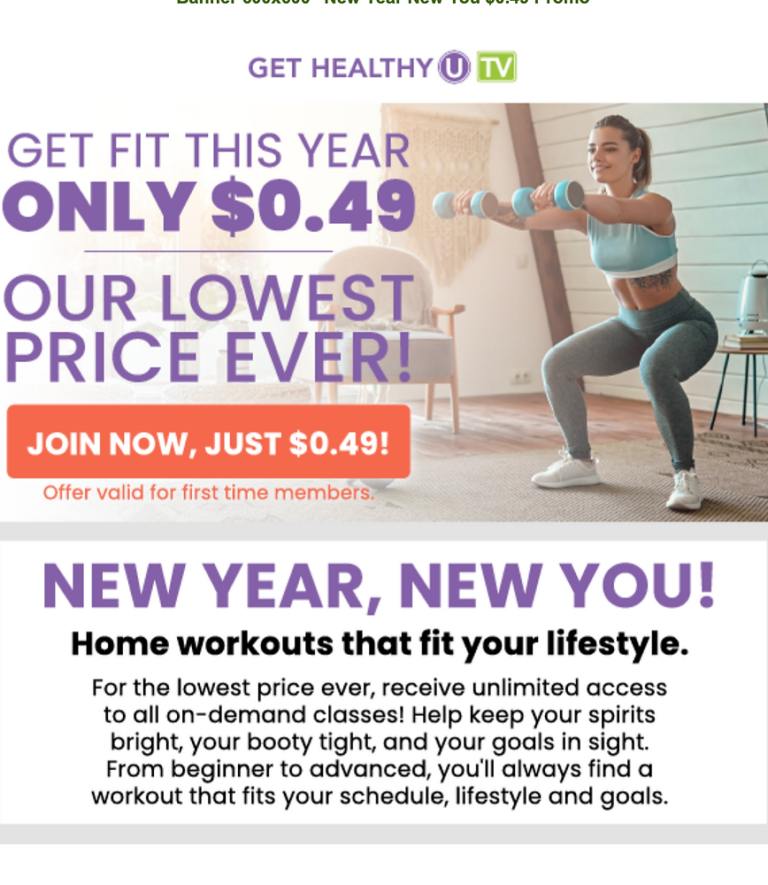 Kickstart Your New Year Fitness journey with Get Healthy U TV for Just $0.49! (Limited Time Only)