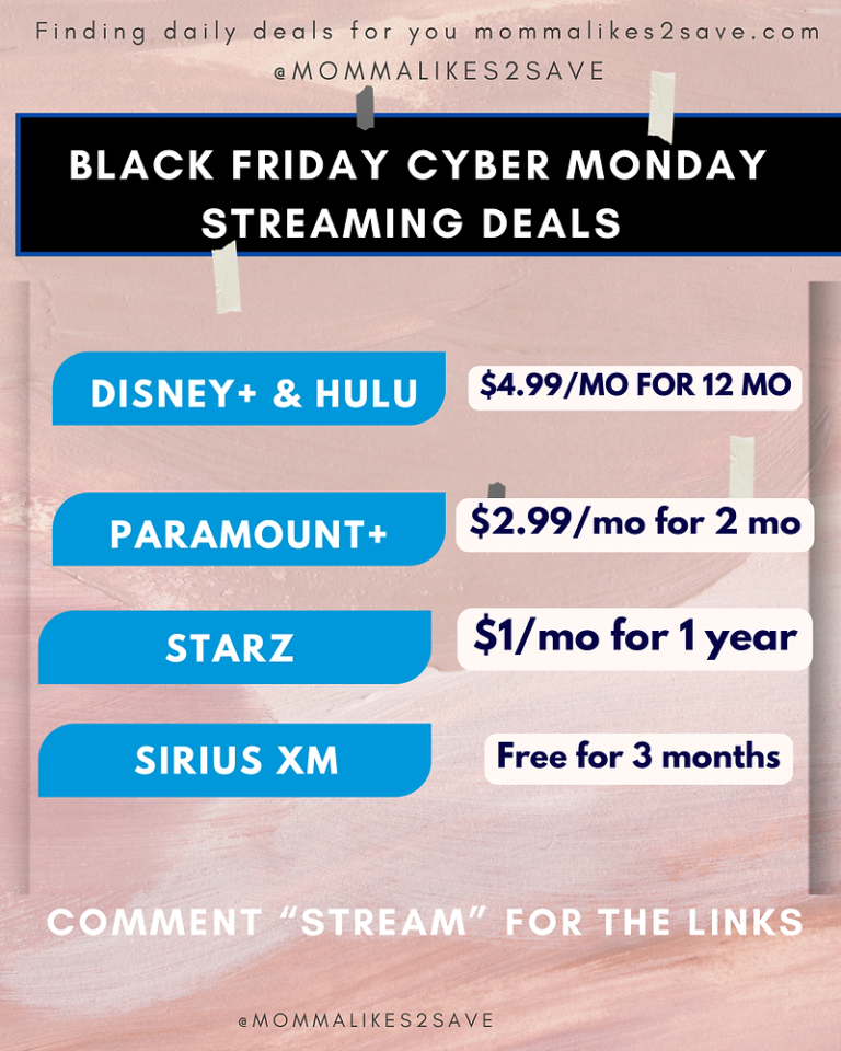 Streaming Deals happening for Black Friday and cyber Monday! Starz, Hulu, Disney+, paramount+