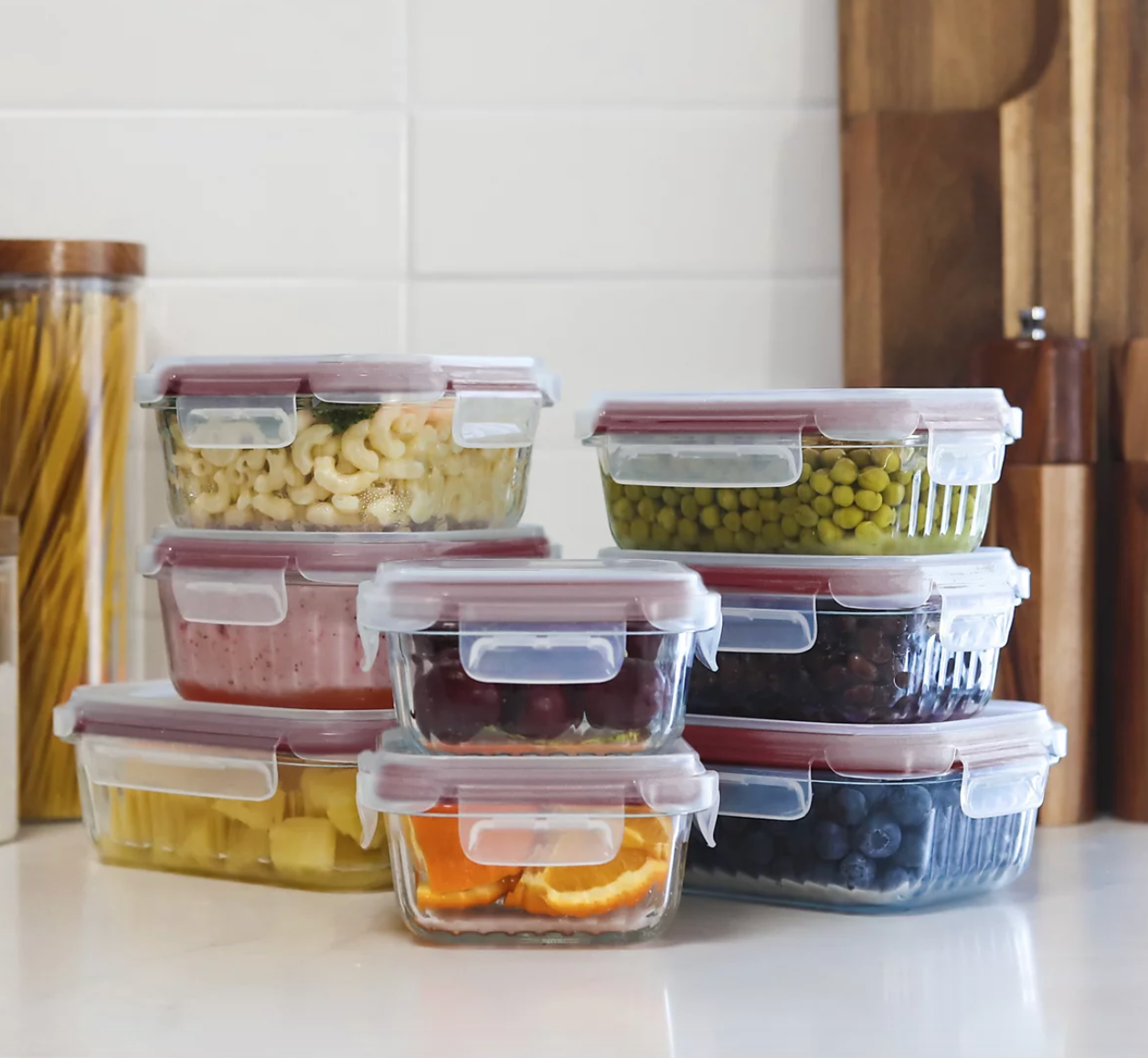 16pc Fluted Glass Food Storage Set